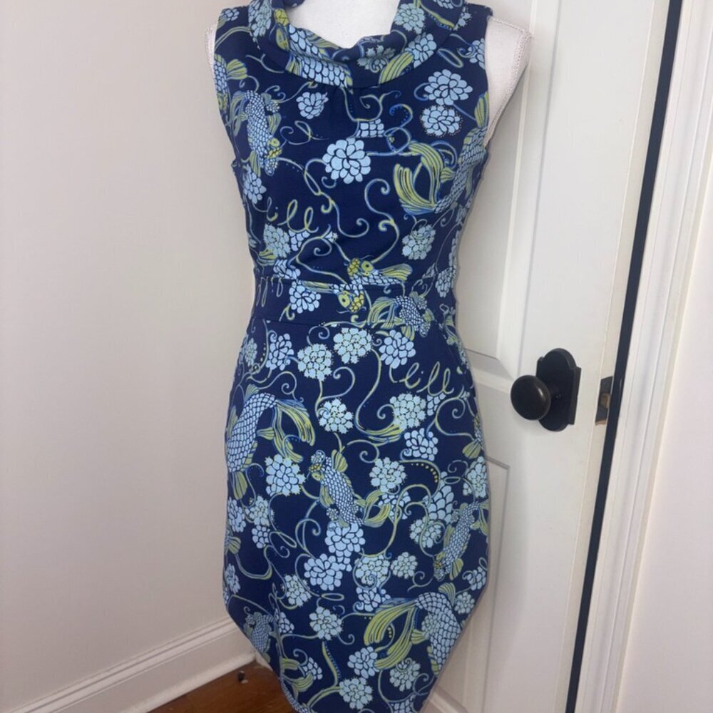 Lilly Pulitzer "Don't Be Koi" Lulu Sleeveless Cowl Neck Chinoiserie size 0